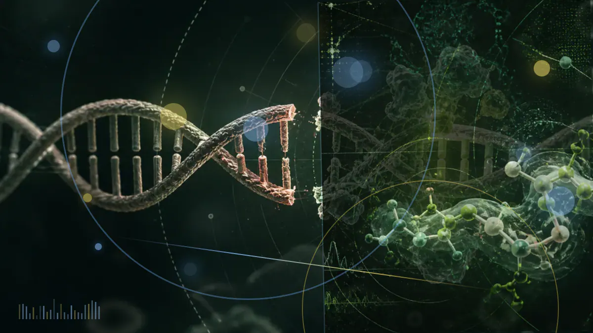 Conceptual medical-journal illustration accompanying FDA redraws the development path for 17 generic peptide products