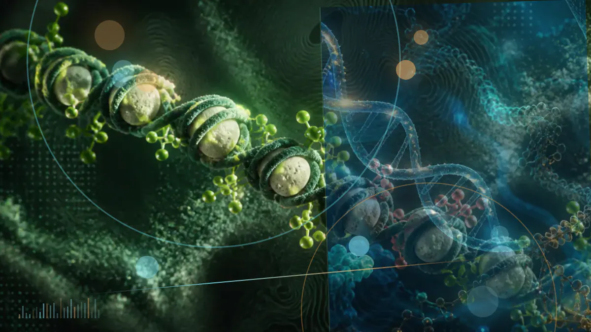 Conceptual biomedical illustration of circulating proteins connected with heart, kidney and metabolic health across the lifespan.