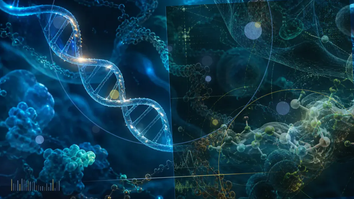 Conceptual biomedical illustration of muscle fibers and molecular signaling related to muscle preservation during obesity treatment; not a clinical scan or experimental result.