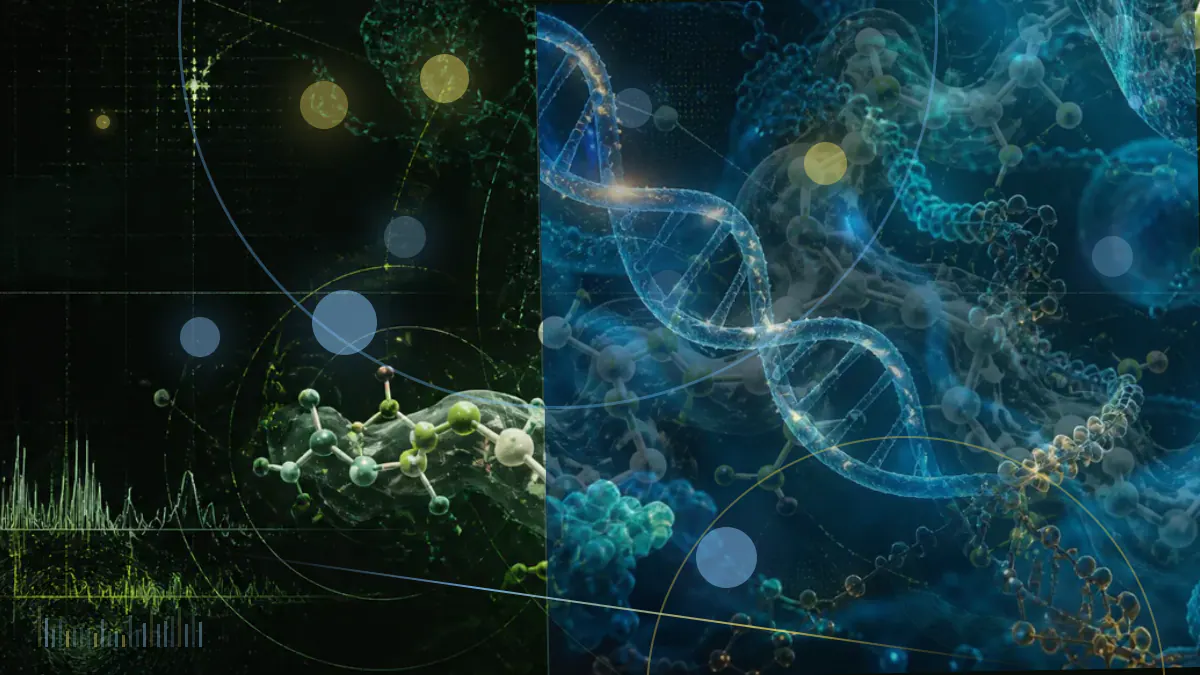 Conceptual biomedical illustration of peptide signaling between immune cells, with a stylized brain representing the study’s inflammation research context.
