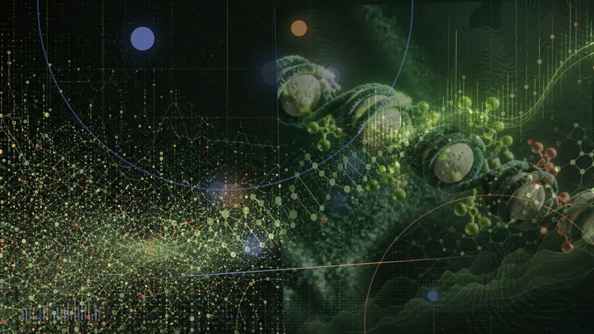 Conceptual illustration of peptide molecules near an intestinal barrier and an oral tablet, representing drug-delivery research rather than observed clinical results