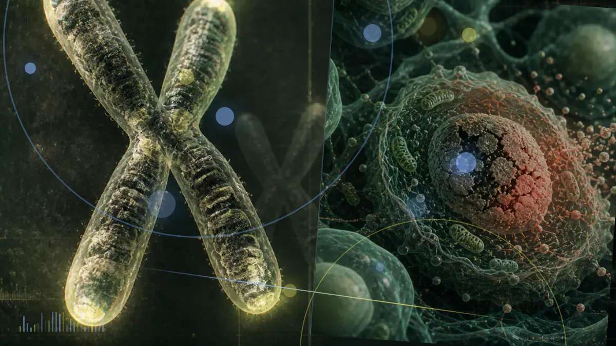 Conceptual biomedical illustration of a radiolabeled peptide approaching receptors on a neuroendocrine tumor cell; not a clinical image.