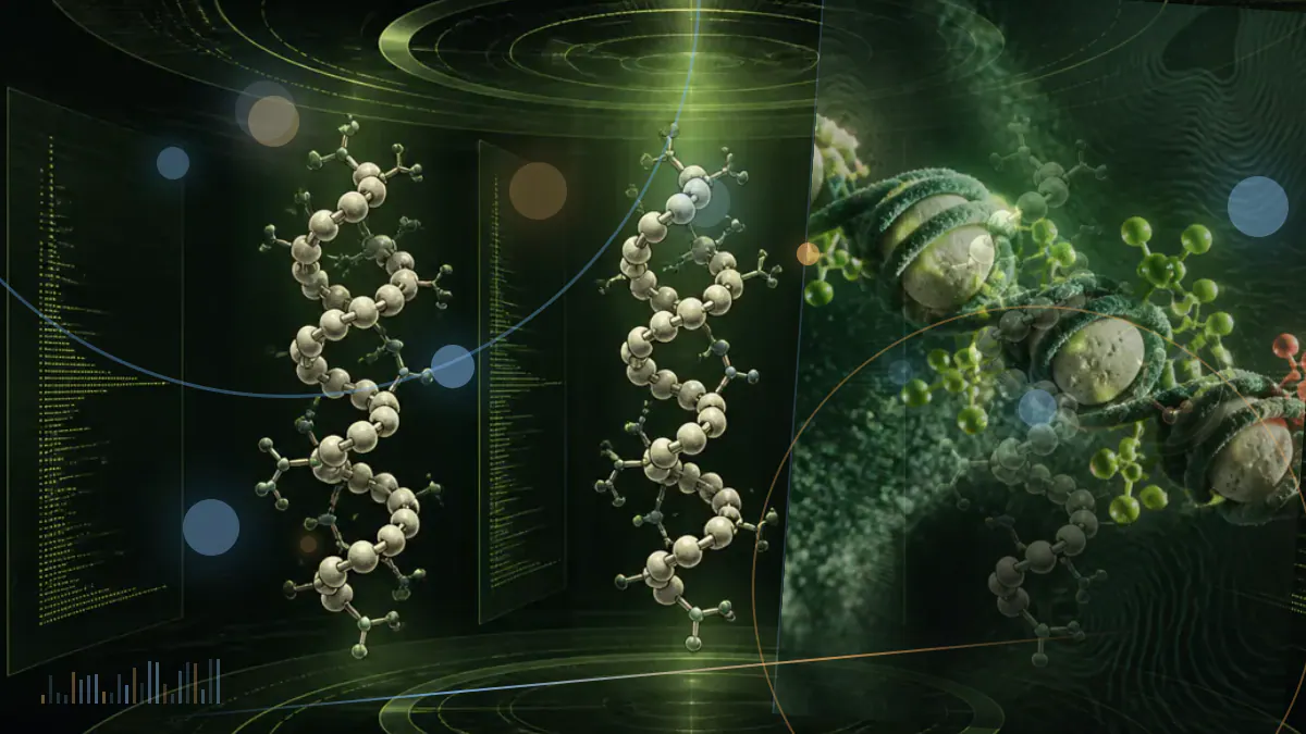 Conceptual biomedical illustration of peptide molecules and metabolic receptor signaling, not an experimental image.