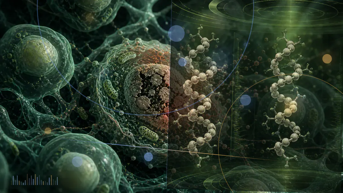 Conceptual biomedical illustration of lipid molecules with differing fatty-acid chain lengths within a cell membrane; not experimental imagery.
