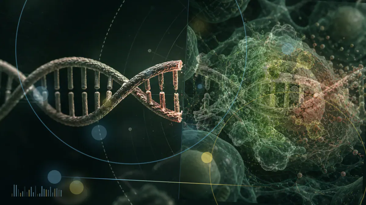 Conceptual biomedical illustration of NAD-related molecules and blood cells, representing laboratory measurement rather than demonstrated rejuvenation.