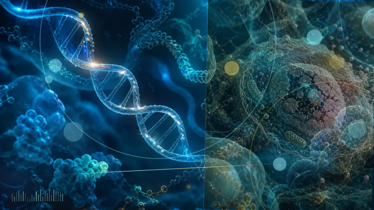 Conceptual biomedical illustration of skeletal muscle fibers representing research on muscle health during aging.