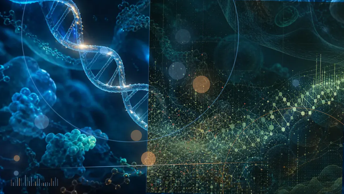 Conceptual biomedical illustration of a peptide linked to a drug payload approaching receptors on a tumor-cell surface; not experimental imaging.